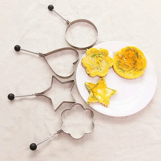 

Stainless Steel Thickened Non-stick Omelette Mold Heart Round Star Flower Shape Frying Egg Rings for Home kitchen Fried Egg Tool