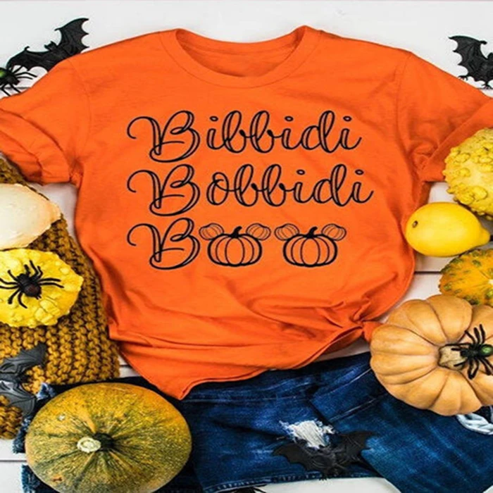 
2019 Newest pumpkin pattern sleeve top women shirts ready to ship t-shirt 