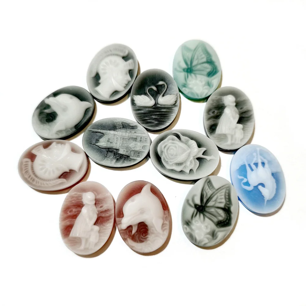 

Quality Dolphin Carved Agate Cameo Swan Cabochon Butterfly Gemstone Natural Unicorn Pendants for 925 Sterling Silver Jewelry, Multi