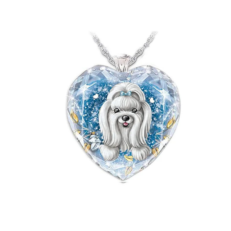 

Animal Crystal Necklace Dog Pendant Heart Necklace Send out all love necklace pendants from above