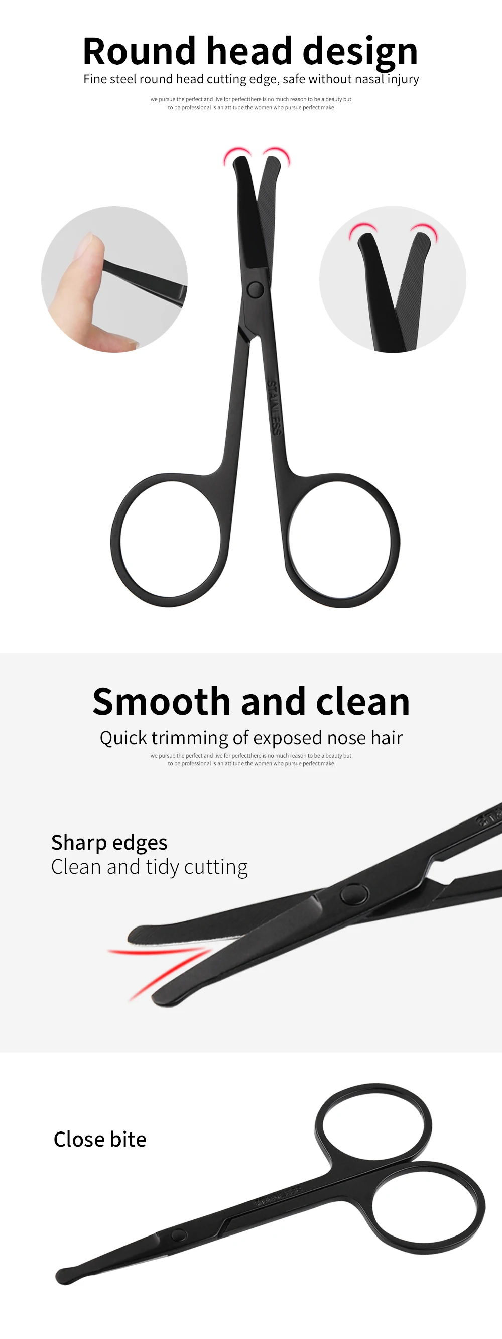Customized Professional 8.8cm Black Safety Hair Scissors Buy Nose