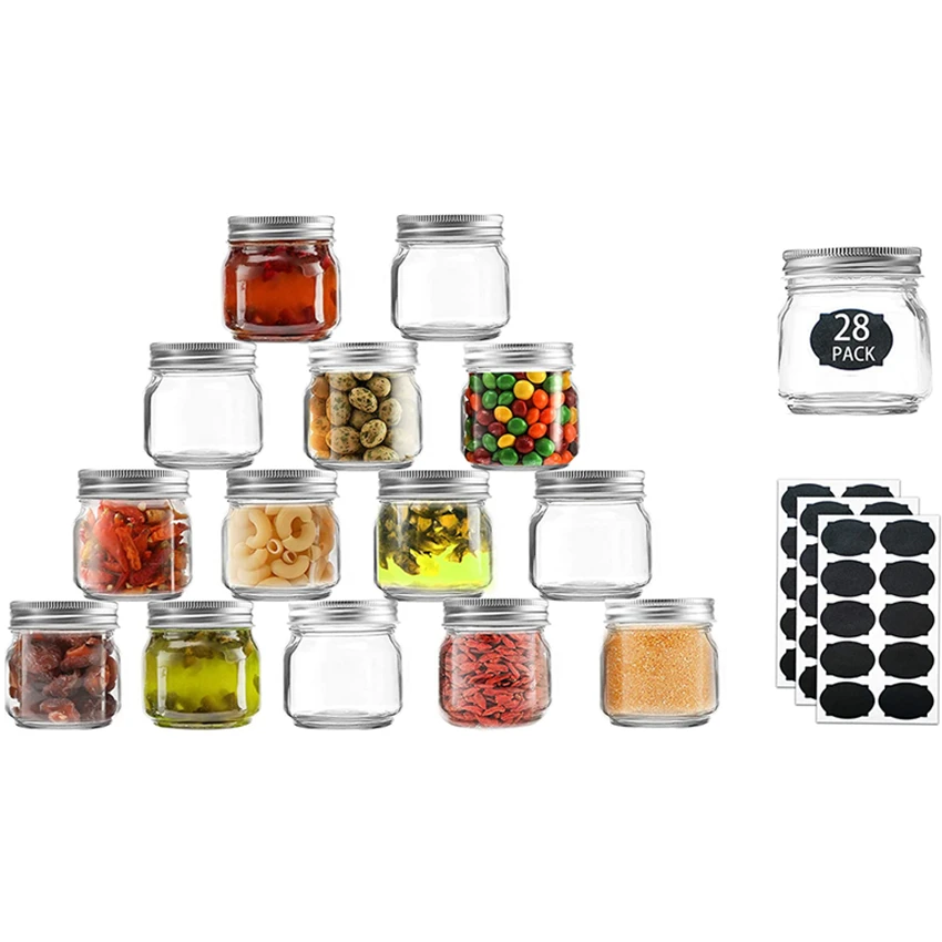 

8 oz Glass Mason Jars with Lids for Pickles And Kitchen Storage, Transparent