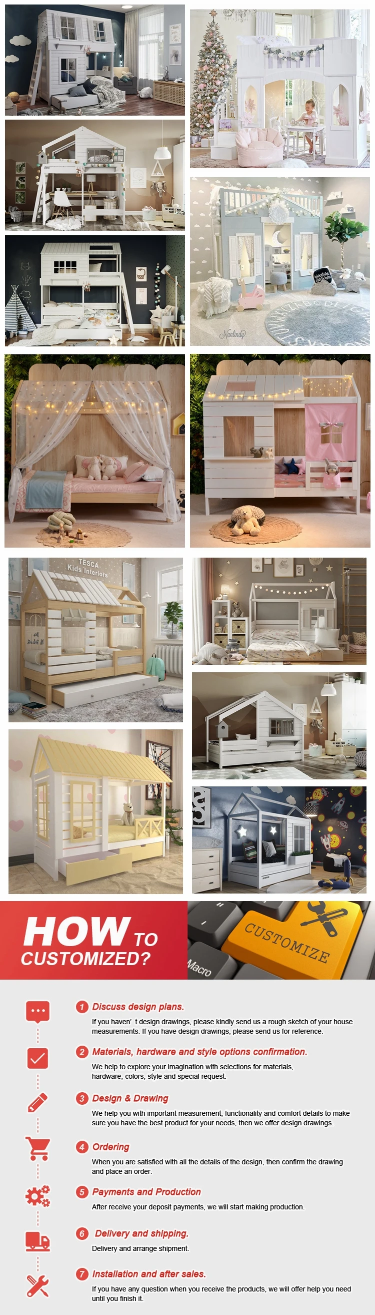 wooden house bed play tent