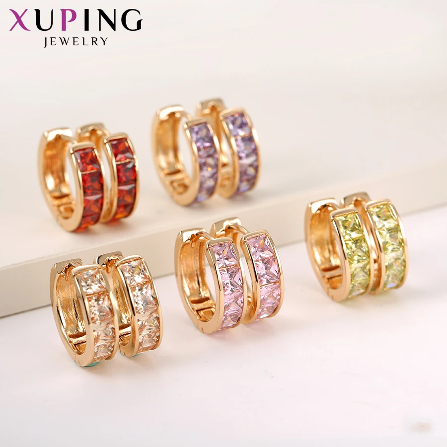 

A00913006 xuping jewelry fashion elegant daily luxury steady gift wholesale hot sale multicolored stone 18K gold color earring