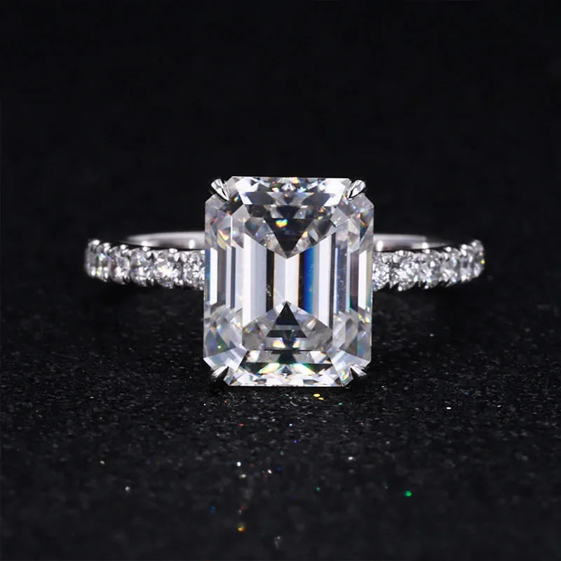 

14K 18K White Gold Ring Diamond Jewelry Women moissanite miain stone lab grown diamond side stone Wedding Ring Set