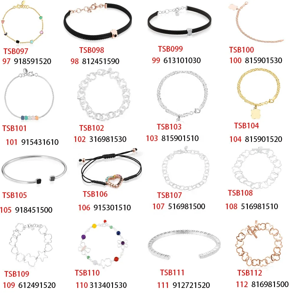 

Spanish Bear Jewelry plata pulseras echas a mano luxury famous brand bracelets (97-122), Silver
