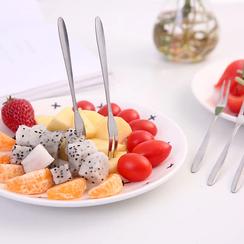 

Eco Friendly Stainless Steel Colorful Mini Dessert Fork Small Fruit Fork, Silver/gold/rose gold/black/rainbow/blue/purple