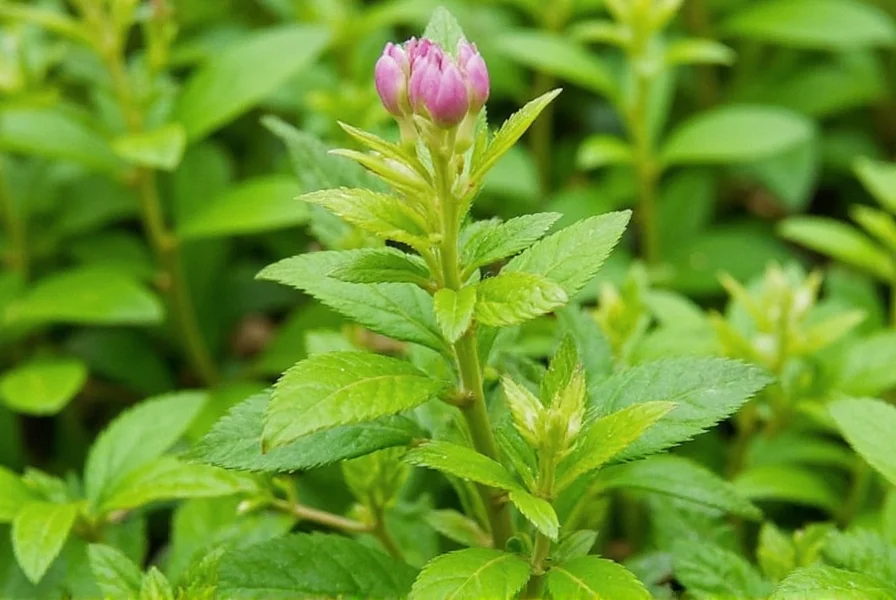 Sprigs of marjoram on wooden table