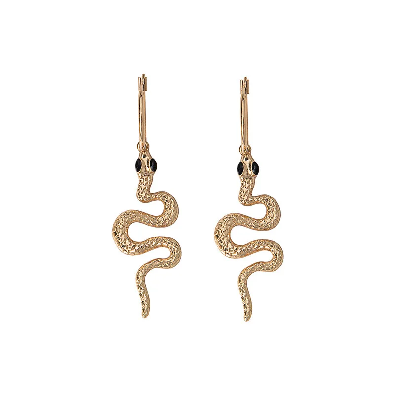 

SE673 New golden diamond embedded snake exaggerated alloy ear buckle simple and cute earrings punk metal alloy jewelry earrings