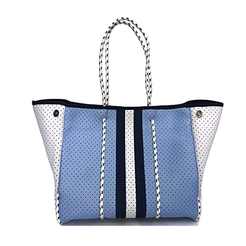 

High Quality Neoprene Blue&White Women's Beach Bag Tote Bag