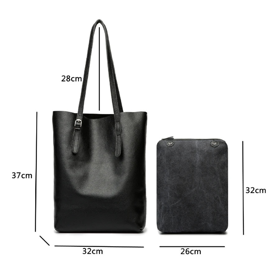 

Shoulder Bag Women Genuine Leather Lady Shopping Handbag Female Student Classical Simple Fashion Shopper Casual Totes(Two bag), Customized