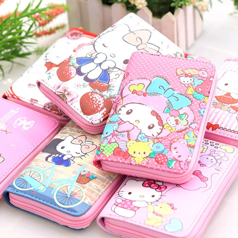 

Coin Purses Cute Cartoon Hello Kitty PU Leather Wallet Wholesale Woman Gift Purse Bag Kid Card Portable Wallets Bag with Zipper