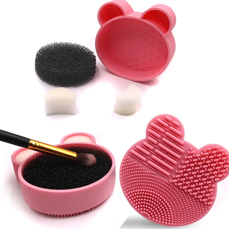 

Silicone Eye shadow Sponge Cleaner Dry or Wet Use Quick Clean Silicone Make up cleaner Box Make up tool Brush Cleaner, Green, purple, pink, red
