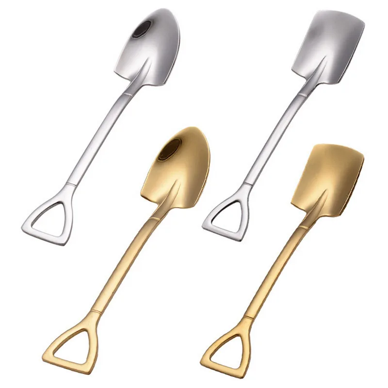 

Creative Stainless Steel Shovel Spoon Ice Cream Spoons Dessert Spoon, Gold/silver