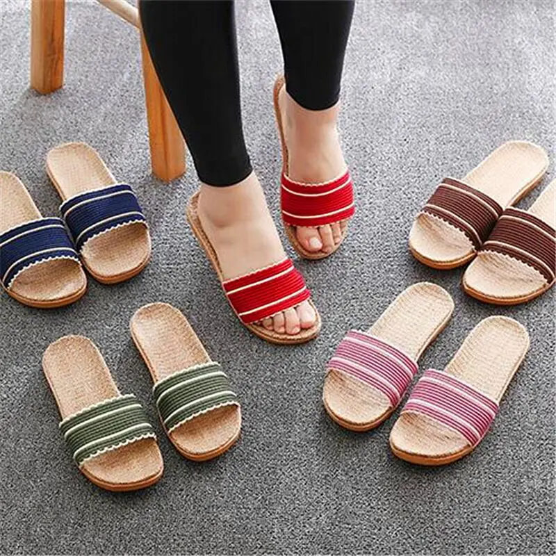

Women's and Men's Sandals Casual Linen Slides Multi-style Non-slip EVA Home Slippers Indoor Female Sandals Sandals For Men, Photo