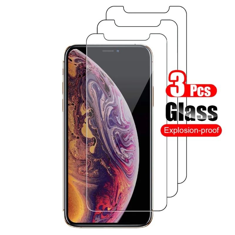 For Iphone X 11 12 13 14 Screen Protector Tempered Glass 3 Pack,3 In 1