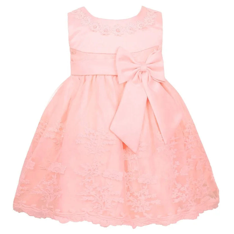 

Infant Baby Girls Sleeveless Floral Embroidered Bow Birthday Princess Pageant Party Dress Flower Girl Dress
