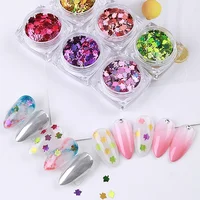 

2020 new fashion maple leaf shape nail sequin set laser effect 3d nail decoration