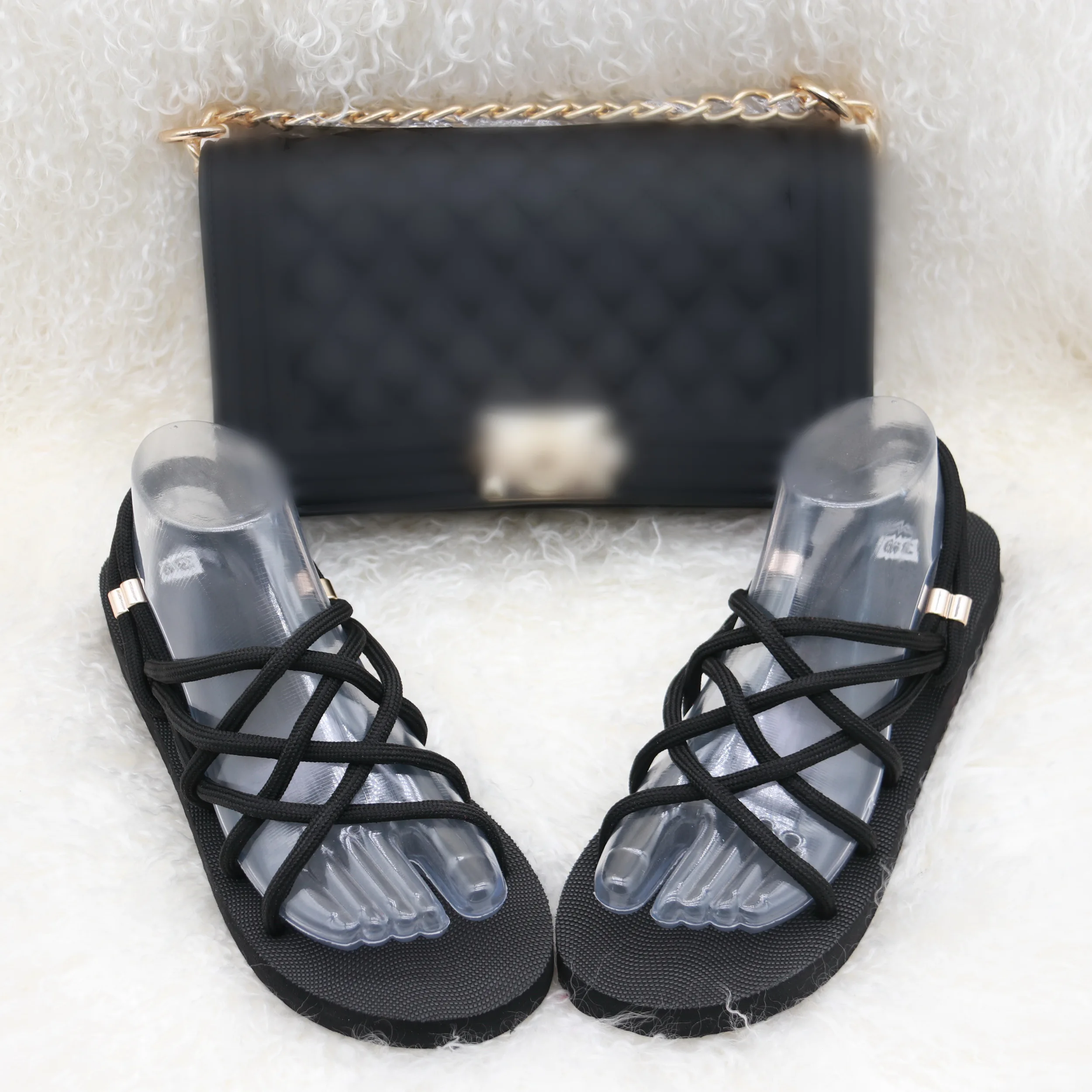 

Curlyfur lace up rope sandals for women 2021 sandal and purse sets