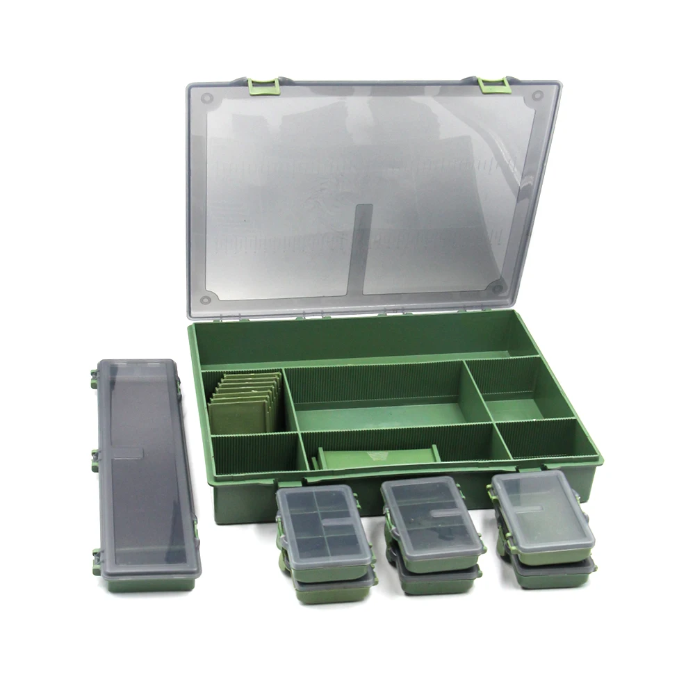 

Carp Fishing Tackle Organizer Plastic Fishing Accessories Rigid Fishing Tackle Box, Green