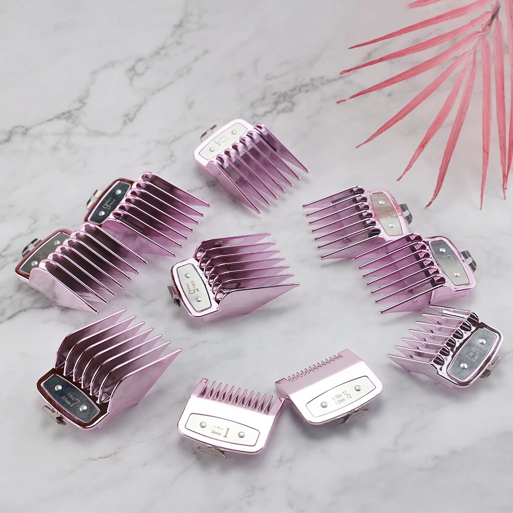 

Professional Clippers Barber 10 Pcs Hair Trimmer Cordless Limit Comb Hair Replacement Trimmer Clipper Guard, Gold,silver,purple,black,red,transpant