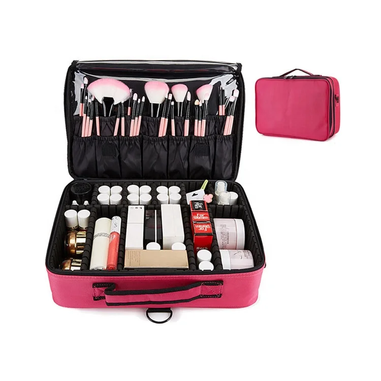 

Multi-function With Professional Storage Partition Customized Cosmetic Portable Makeup Case, Black,pink or customized