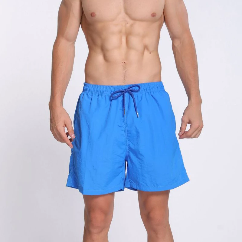 

Ready to Ship Custom Logo Summer Swim Trunks Solid Swimsuit Sports quick dry fabric for swim shorts, Customized colors