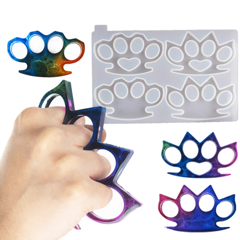 

Amazon Hot Sale 4 Brass Knuckles Shape Resin Molds with Hole Silicone Resin Casting Molds,TOYS0635, Transparent white