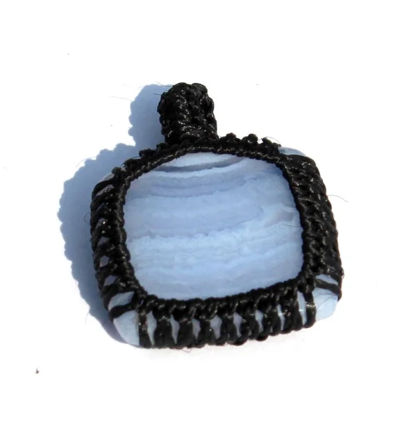 Blue Lace Agate corded pendant