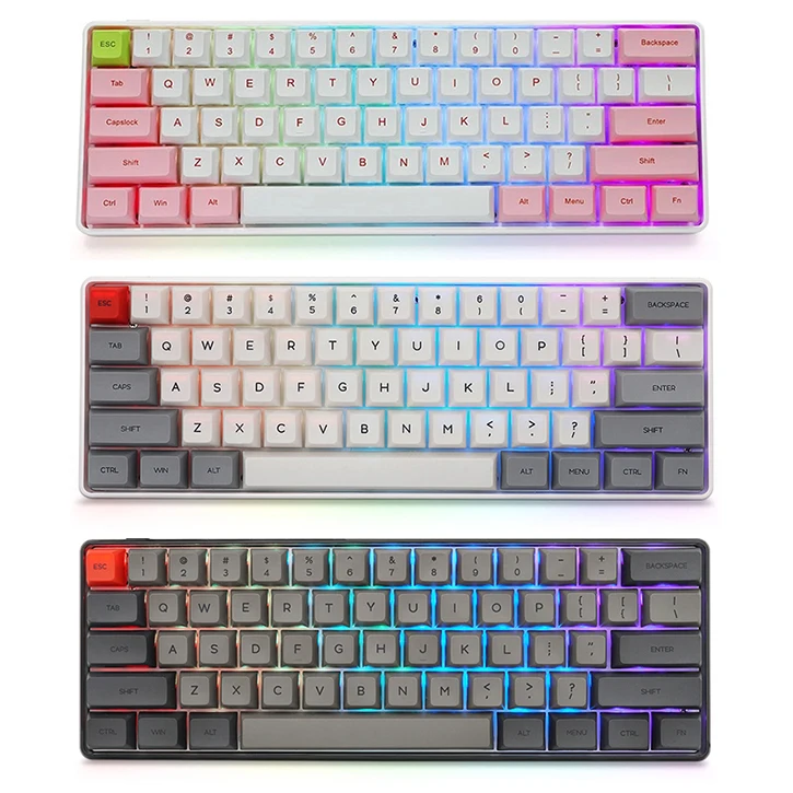 WKM-616 Dual Mode BT 5.1+USB Type-C PBT sublimation color 61 key 16 million colors RGB backlight IP6X mechanical Keyboard