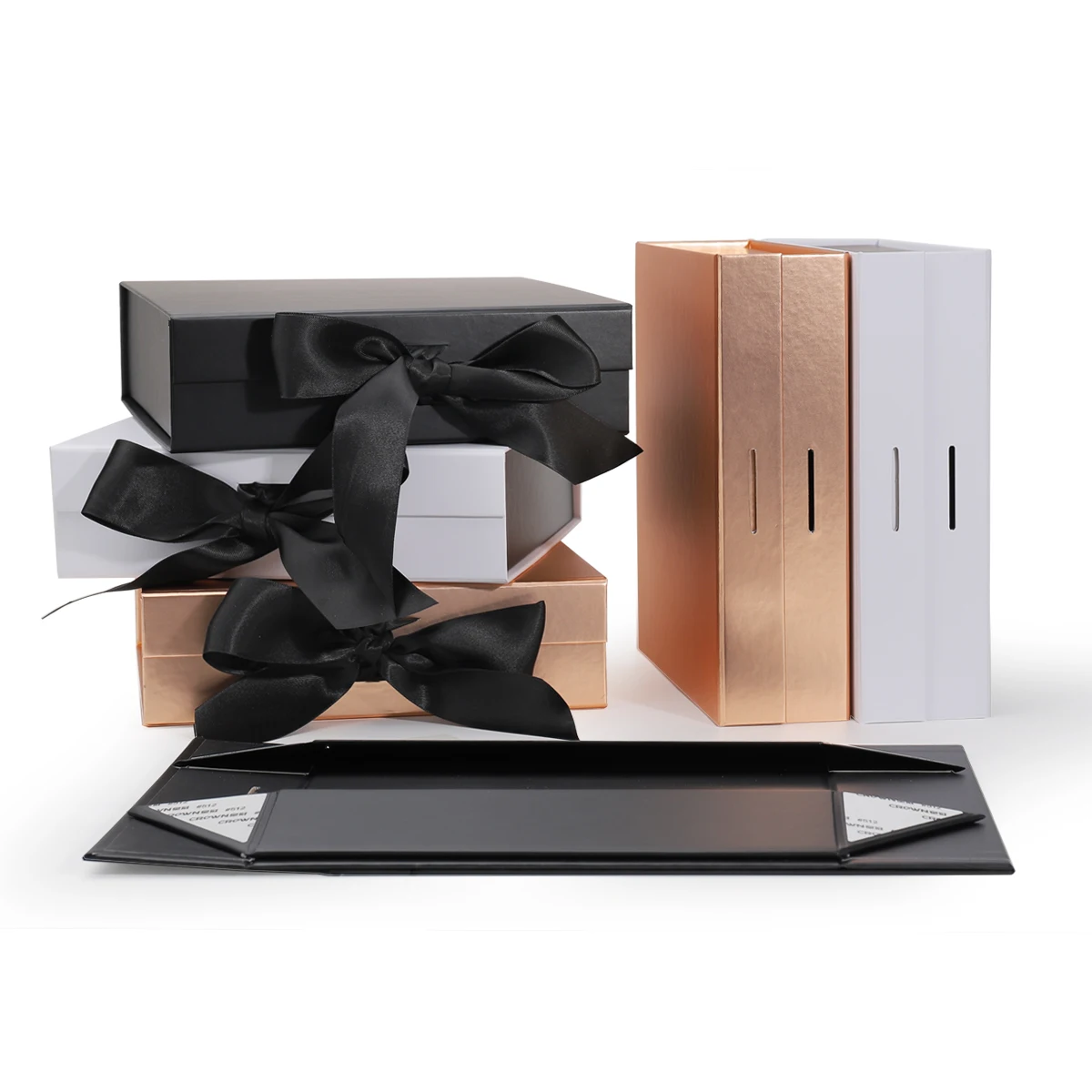 

Wholesale foldable paper magnetic folding box gift box with ribbon box