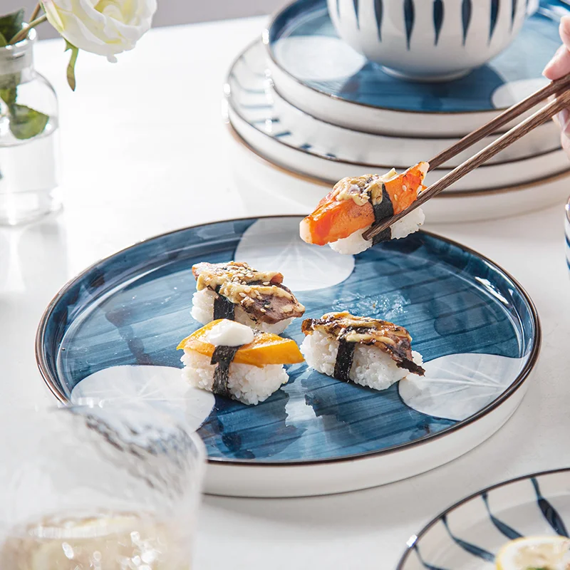 
Japanese style ceramic disc personalized dessert hand painted ceramic disc 