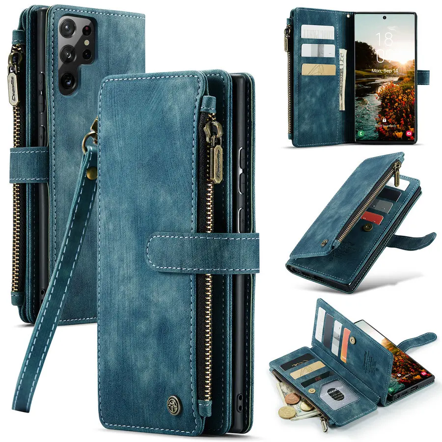 

CaseMe Retro Mobile Cover for Samsung Galaxy S23 FE Case Wireless Charge Kickstand Women Bags Wallet Card Case for Samsung S23FE