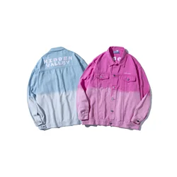 2021 Retro autumn winter plus size Love&Roses Gradient Color matching denim jean jacket For Men And Women