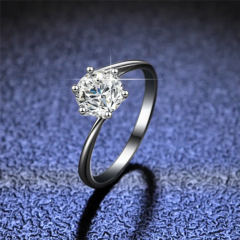 

Silver 925 Original Platinum Plated Brilliant Cut Sparkling 1 Carat D Color Moissanite Engagement Gemstone Ring Women Jewelry