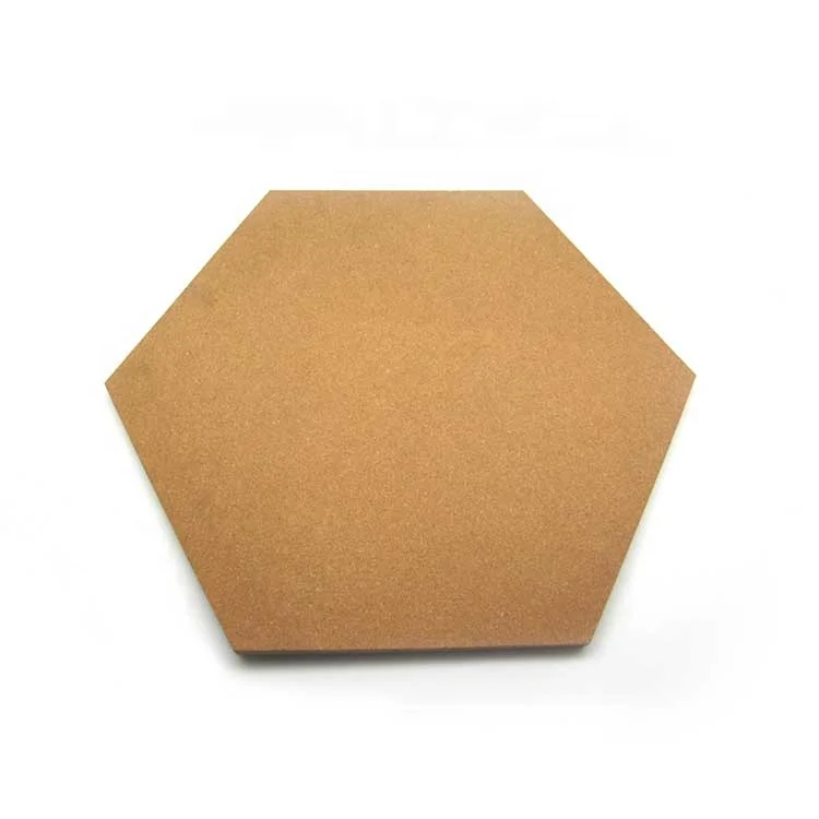 
20mm thick x 300mm Side Long Hexagon Shaped Unframed Natural Cork Board for wall bulletin 