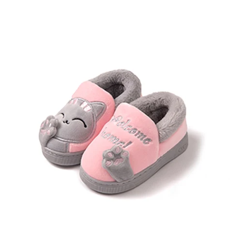 

Children's cute kitten winter warm cotton slippers all-inclusive with parent-child warm home cat cotton shoes