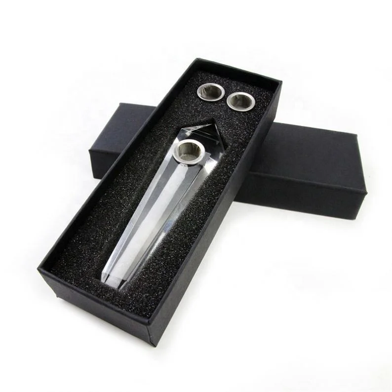 

Wholesale Fancy Crystal Quartz Opal Smoking Pipe Custom Logo Luxury Simple Weed Pipe With Box, Transparent