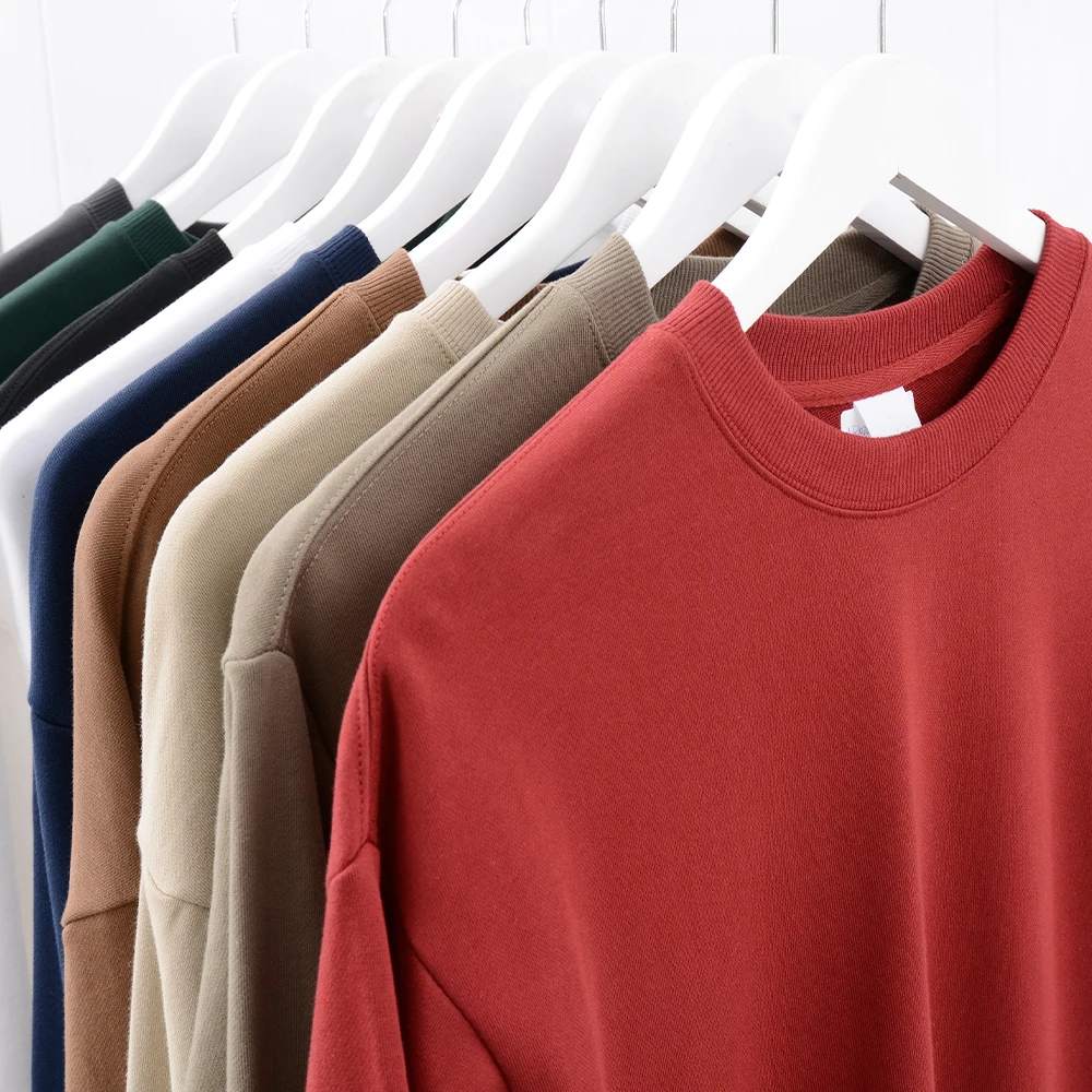 Autumn Winter New 350 Grams Health Cloth Round Neck Custom Crewnecks Men's Collarless Popular logo Pullover