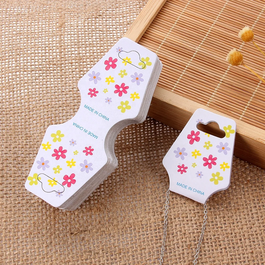 

Wholesale Color flower Paper Cards Printing Jewelry Necklace Bracelet Jewelry Display Cards Label 4.8x9.3cm