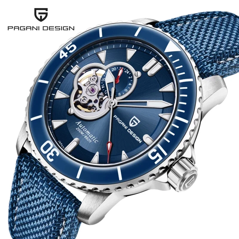 

New PAGANI DESIGN Brand Original Men Watches Mechanical Fashion Luxury Watch Men NH39 200M Waterproof Sport clock reloj hombre, Shown