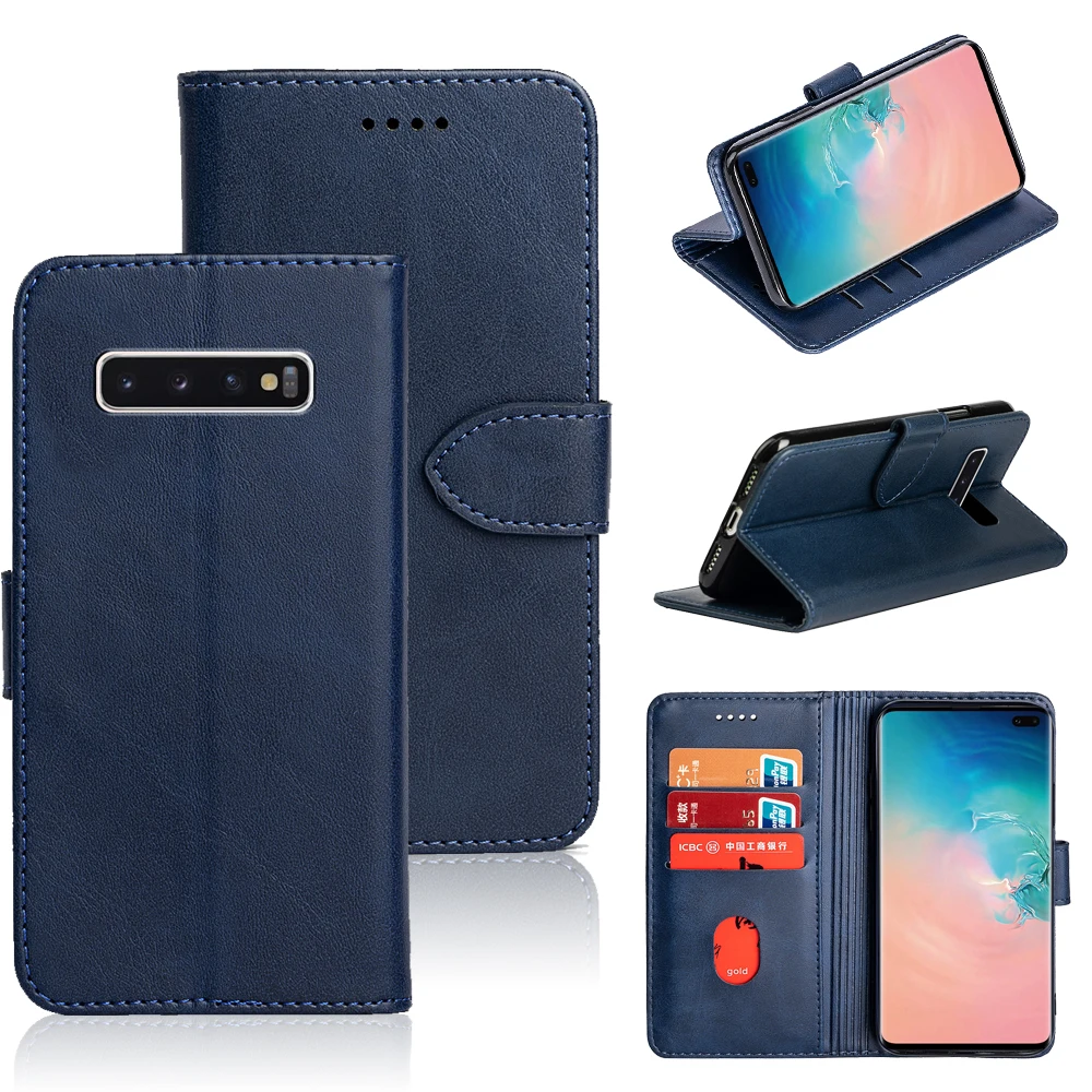 

Leather Wallet Phone Case For Samsung S10 5G S10e S10 Lite S10 Plus Magnetic Flip Book Cover With Back Kickstand