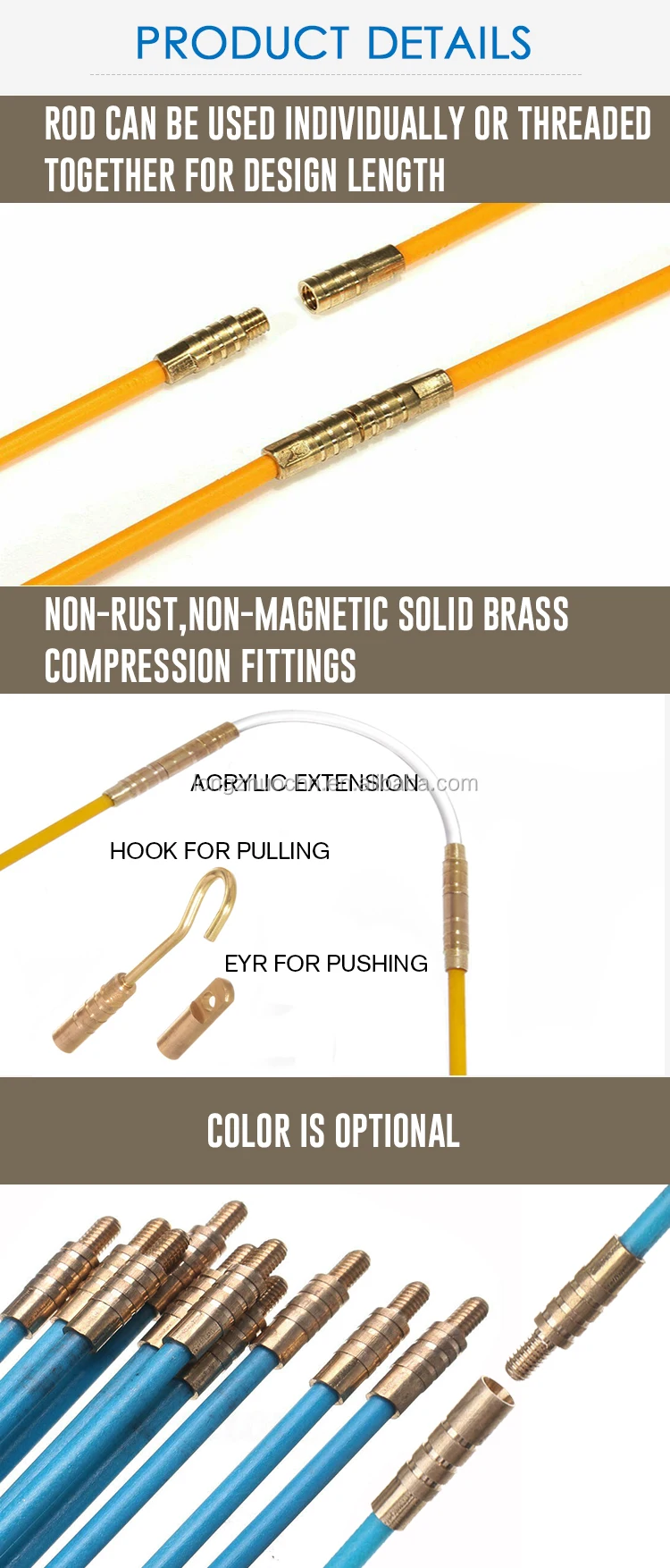 22ft Fiberglass Wire Running Kit Wire Fishing Tools Electrical Wire Puller Through Wall Cable