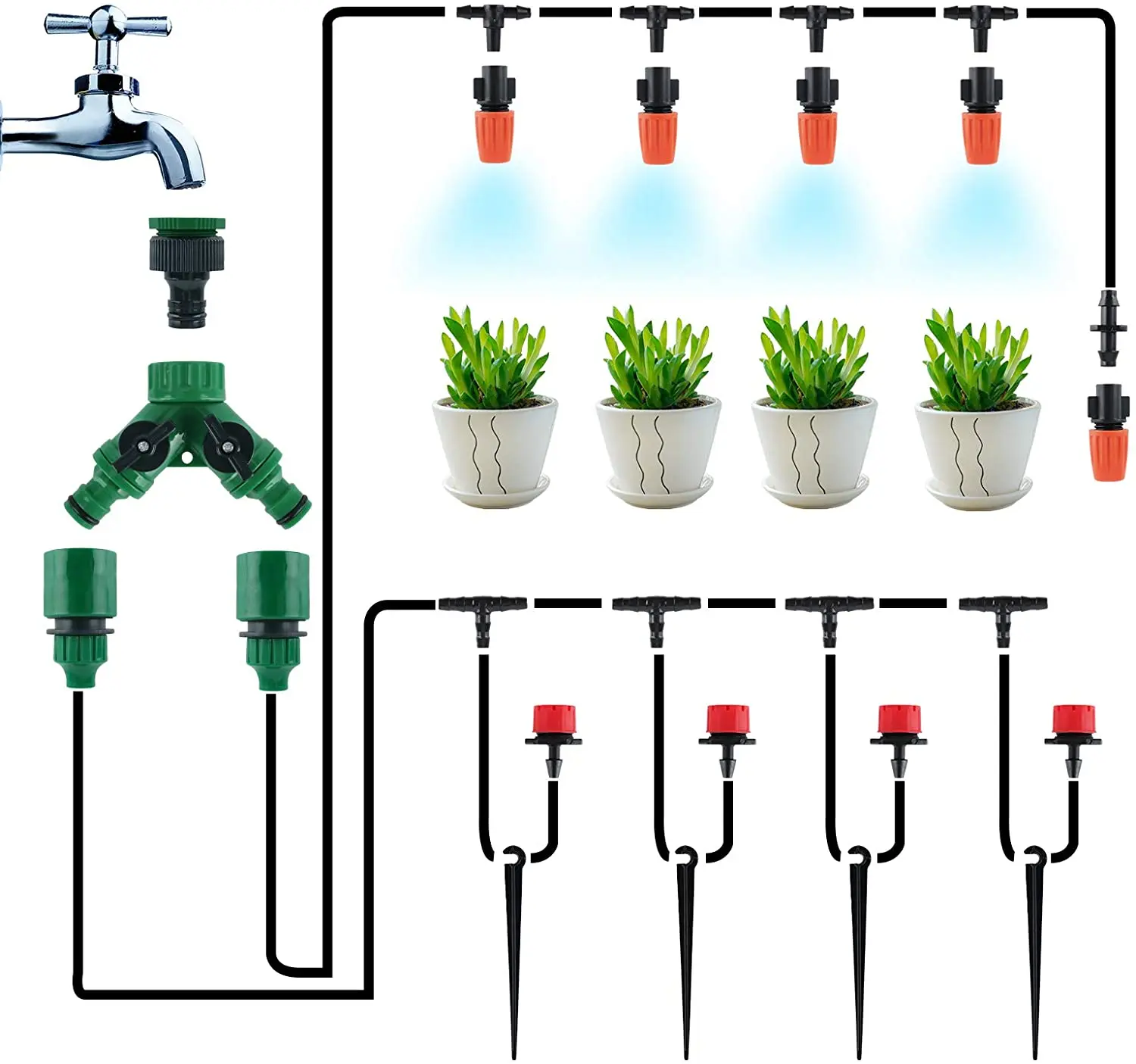 

360 Degree Water Flow Drip Irrigation System Adjustable Irrigation Dripper Emitters PVC Other Watering & Irrigation 0-0.4mpa