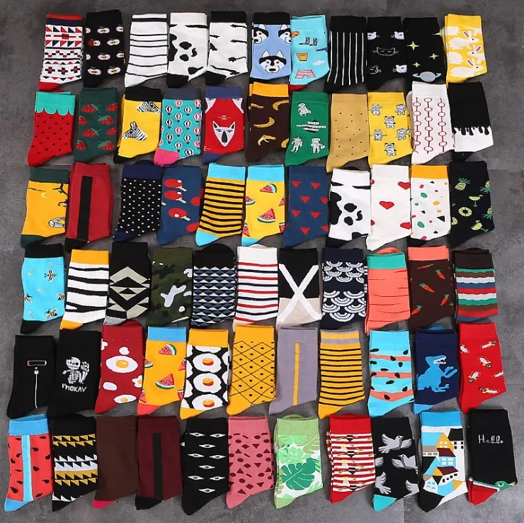 

Cotton funny crew casual socks cute Hipster sock Hip Hop Striped polka dot socks, Picture shown