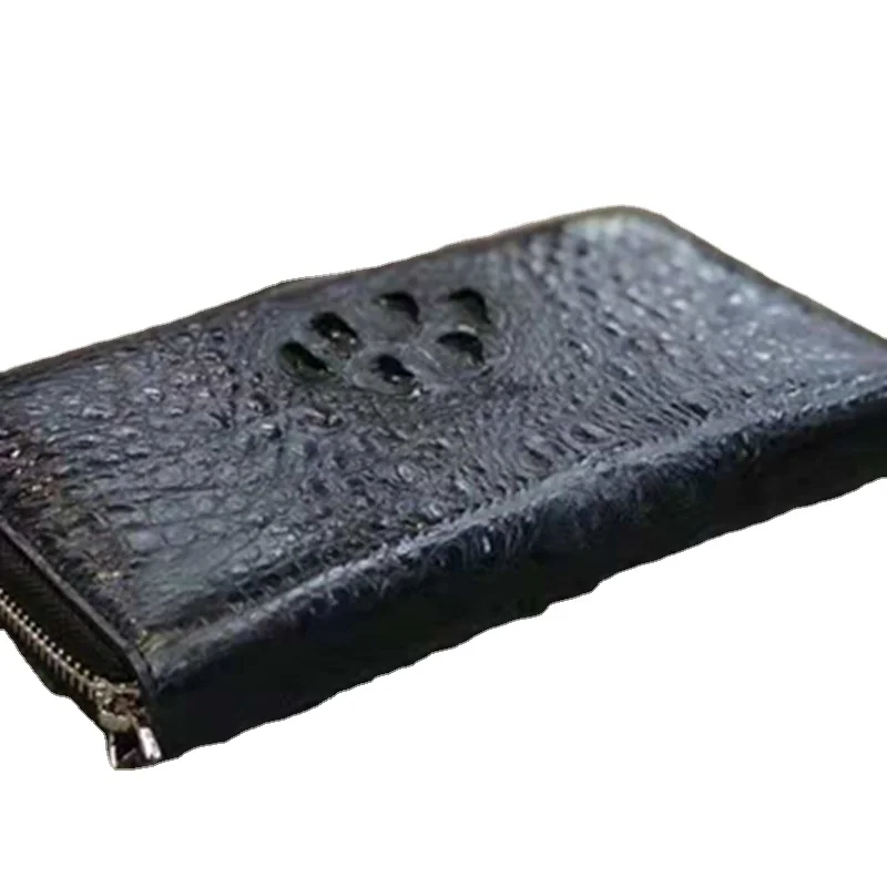 

Top Sale High Quality Men Ladies Slim Zipper Crocodile Skin Leather Wallet with coin money clips 2020