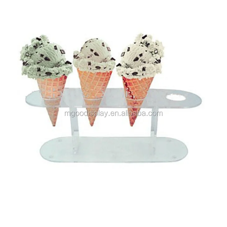 Custom Acrylic Ice Cream Cone Stand Plexiglass Ice Cream Cone Holder