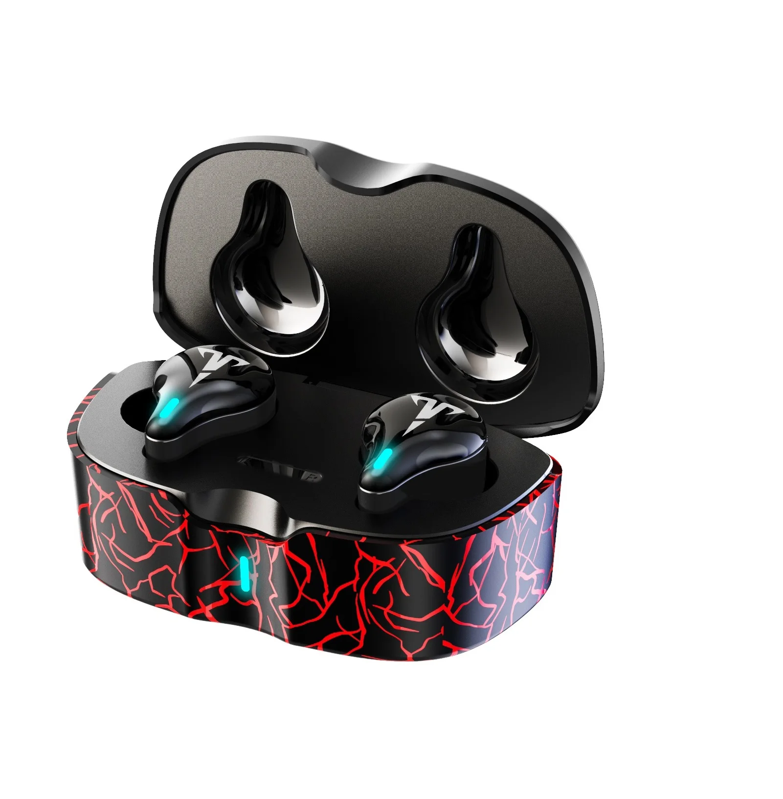 

Wireless BT Earbuds Gaming Earphone Hand Free Earphones TWS 5.0 Stereo Headphone With Charging Case, Black plus blue