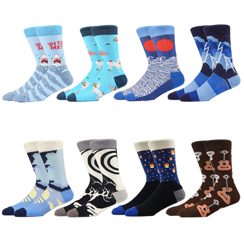 

Cartoon Creative Popular Fashion Custom Cotton Sock Manufacturer Funky Casual Men's Socks With Logo