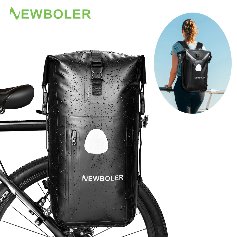 

NEWBOLER 3 in1 Backpack Bike Carrier PVC Waterproof Cycling Reflective Shoulder Speed Pannier Bag Bicycle